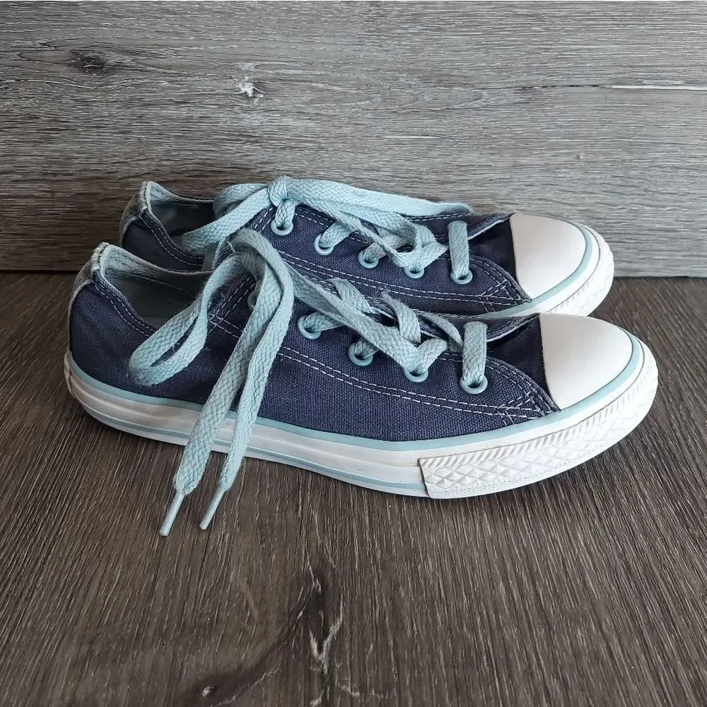 Converse Kids Double Tongue Navy Blue Canvas Sneakers Size 2