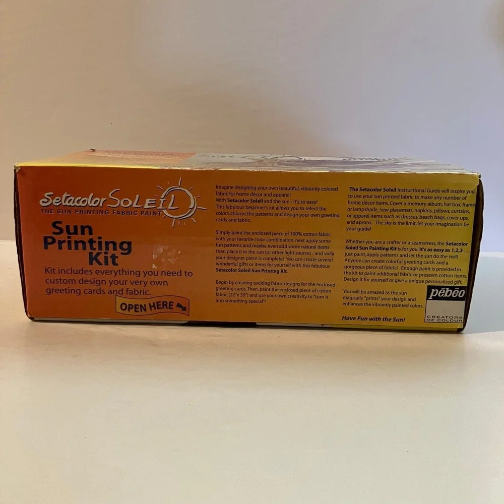 Pebeo Setacolor Soleil Sun Printing Fabric Art Paint Kit Open Box