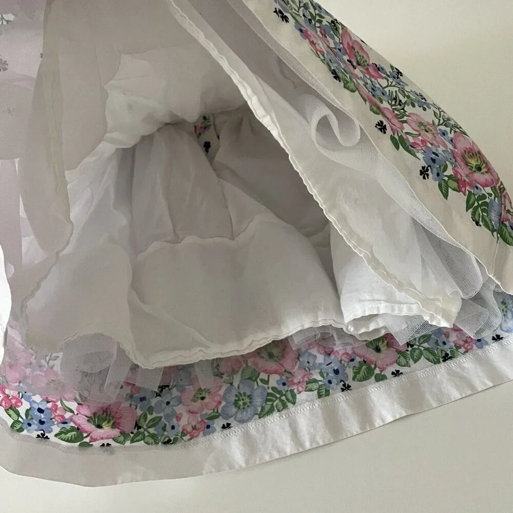 Janie and Jack Baby Girls Dress White with Pink Flowers Size 18 to 24 Months