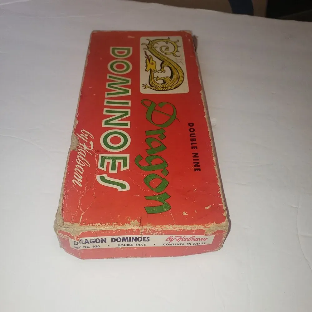 Vintage Double Nine Dragon Dominoes Game by Halsam Set No. 920