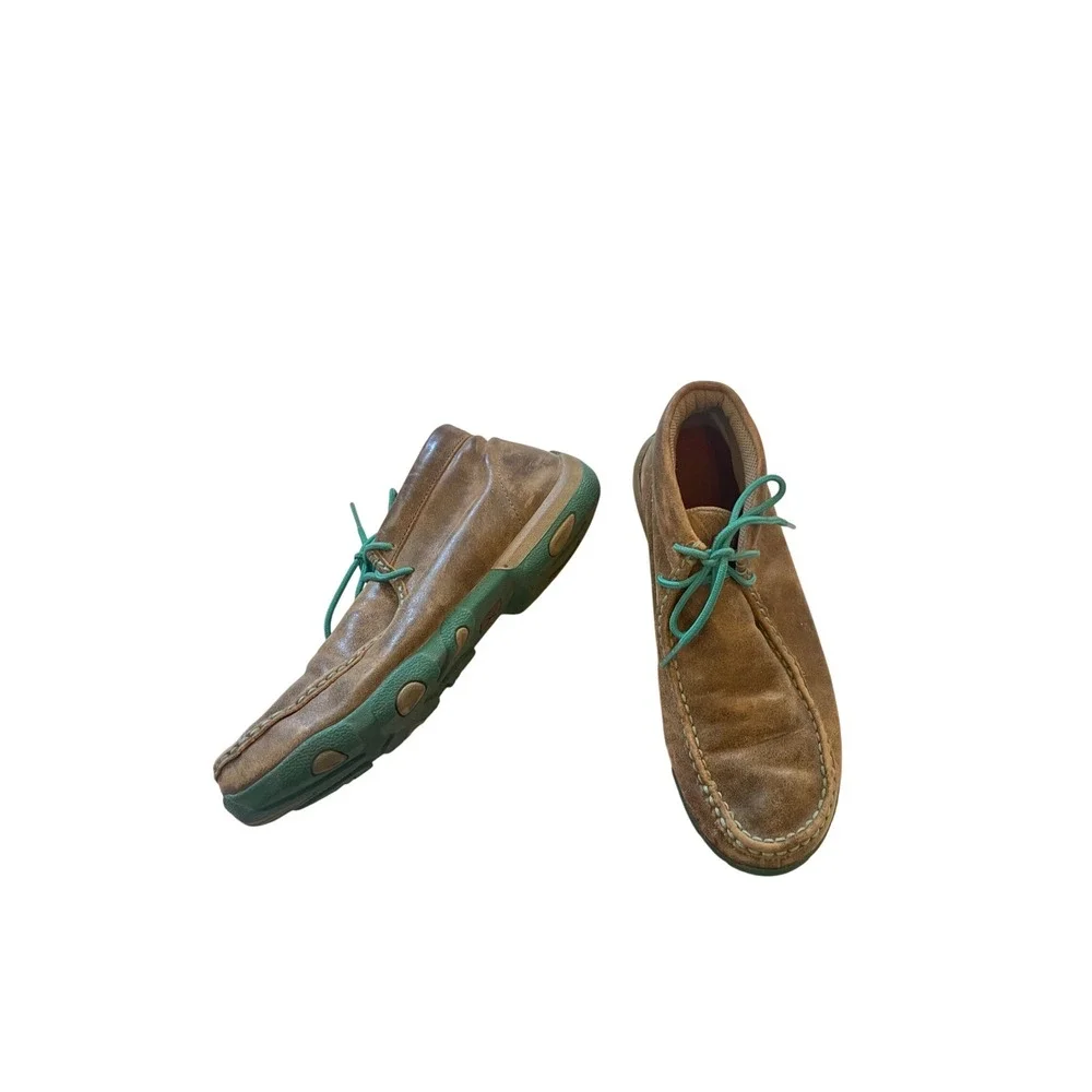 Twisted X Mens Driving Moc Chukka Boots Brown Leather Teal Size 9.5 M