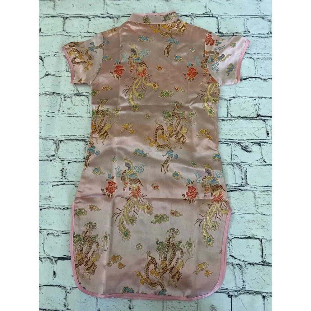 Chinese New Year Qipao Cheongsam Girls Size 6 Pink‎ Dress Party Peonies Costume