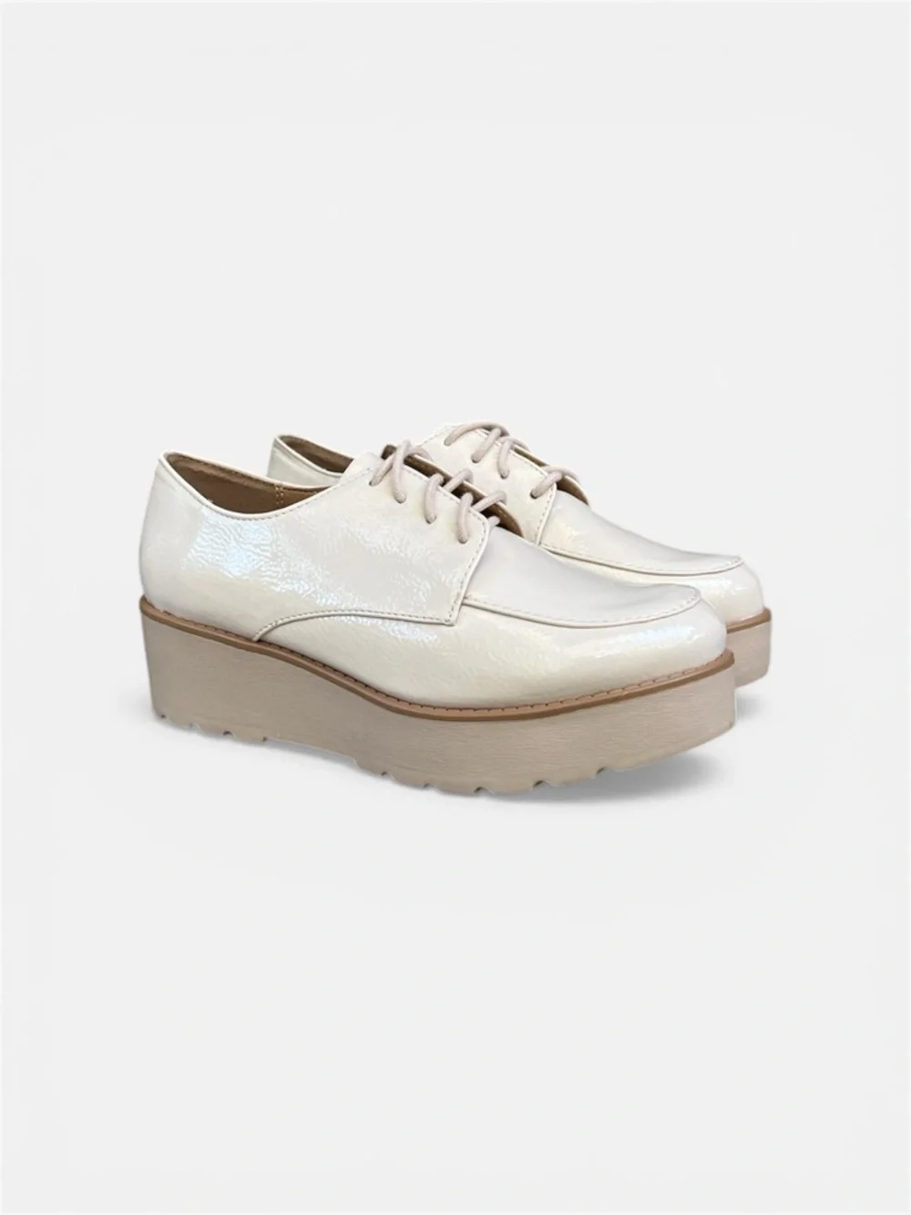 Soda Jimbo Crinkle Oxford Lace Up Lug Platform Wedge Size 6