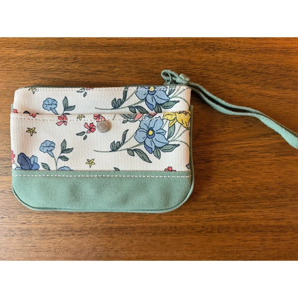Lands' End Medium Canvas Zipper Pouch Wristlet‎ Floral