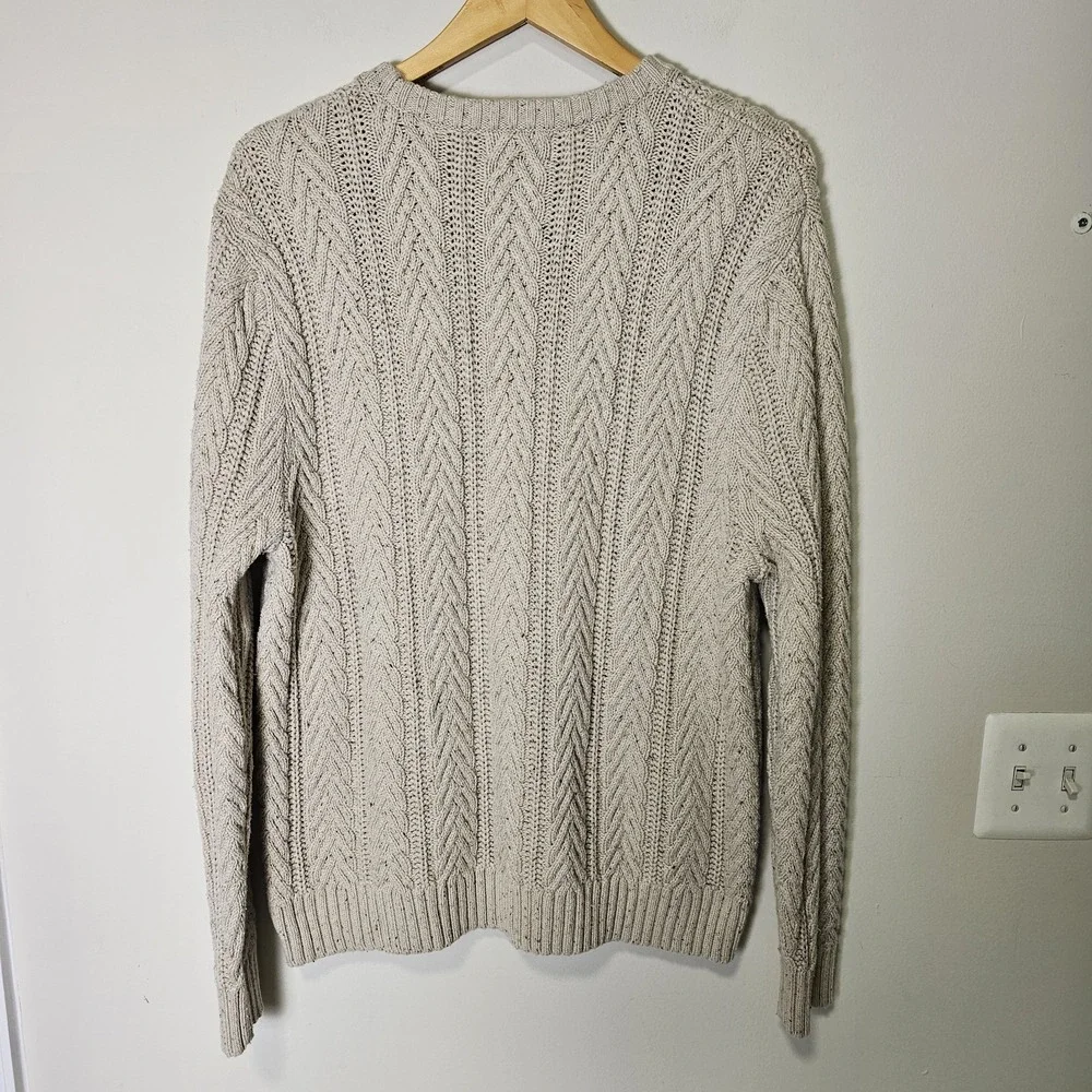 Goodfellow Men's XL Ivory Cable Knit Crew‎ Neck Sweater Fisherman Preppy Classic