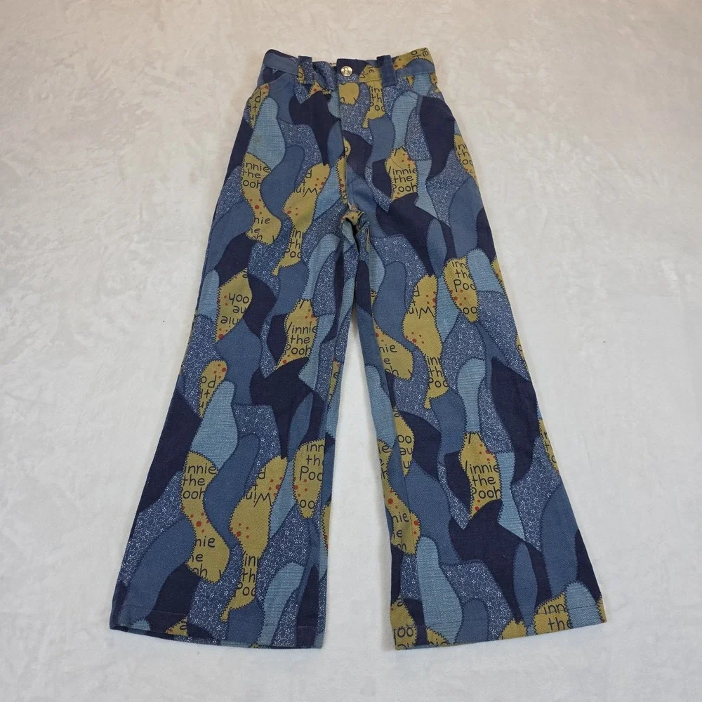 Vintage Kids Winnie‎ The Pooh Pants Kids 6X Disney Sears 70's 80's Flare Leg