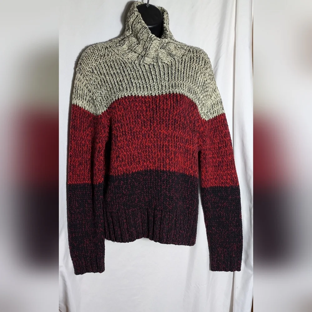 Women's SOblue Sigrid Olsen Chunky Knit Color Block Turtleneck Sweater| Size‎ M