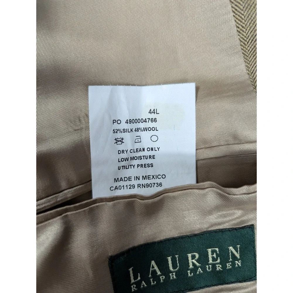 Lauren Ralph Lauren Silk Wool‎ Herringbone Mens Blazer Size 44L