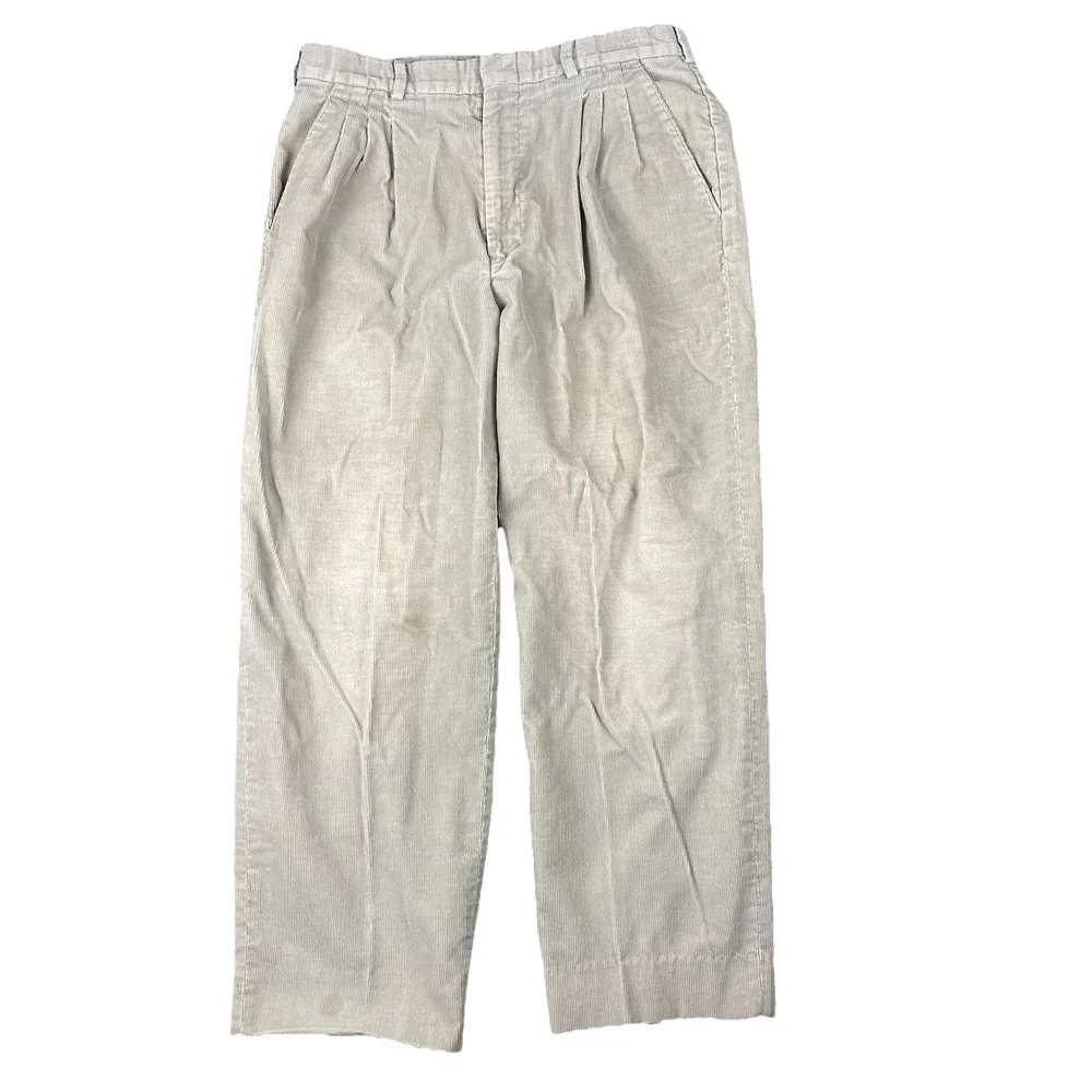 Eddie Bauer Men's Corduroy Pants Pleated 31‎ Brown 80's hipster wide leg Vintage