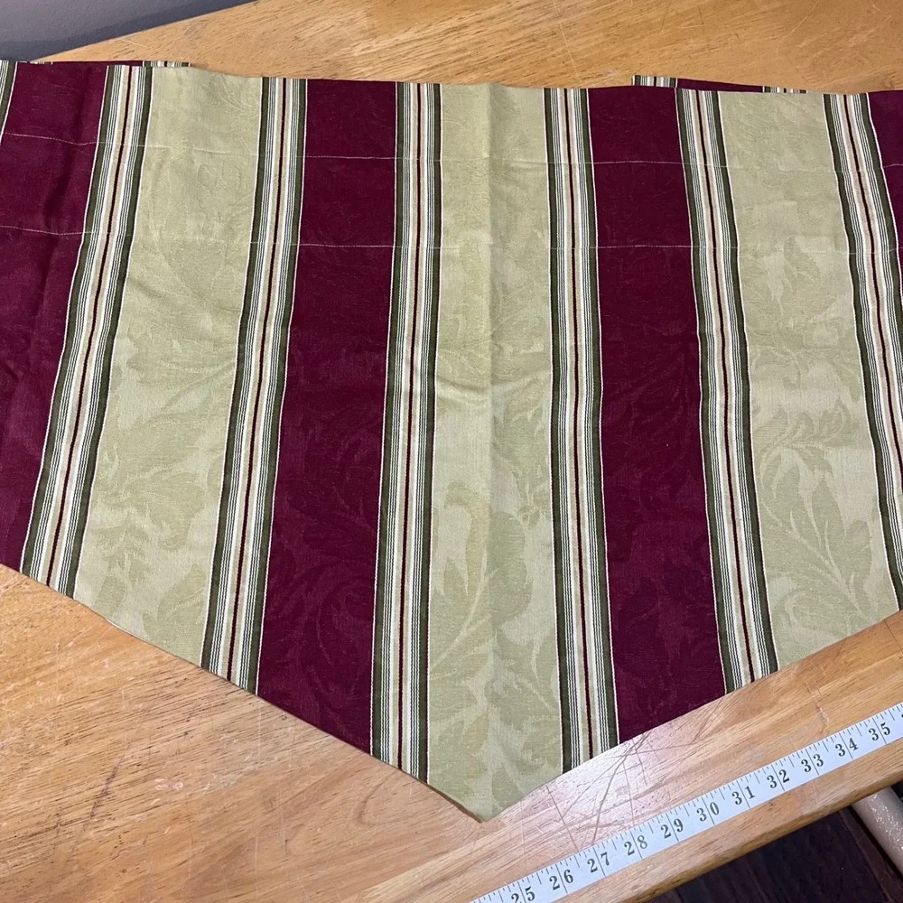 Waverly Home Classics Burgundy Sage Green Striped‎ Damask Valance 52x22