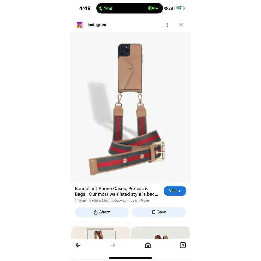Bandolier kimberley.tan/red stripe iPhone 13 Pro c crossbody case & belt/strap