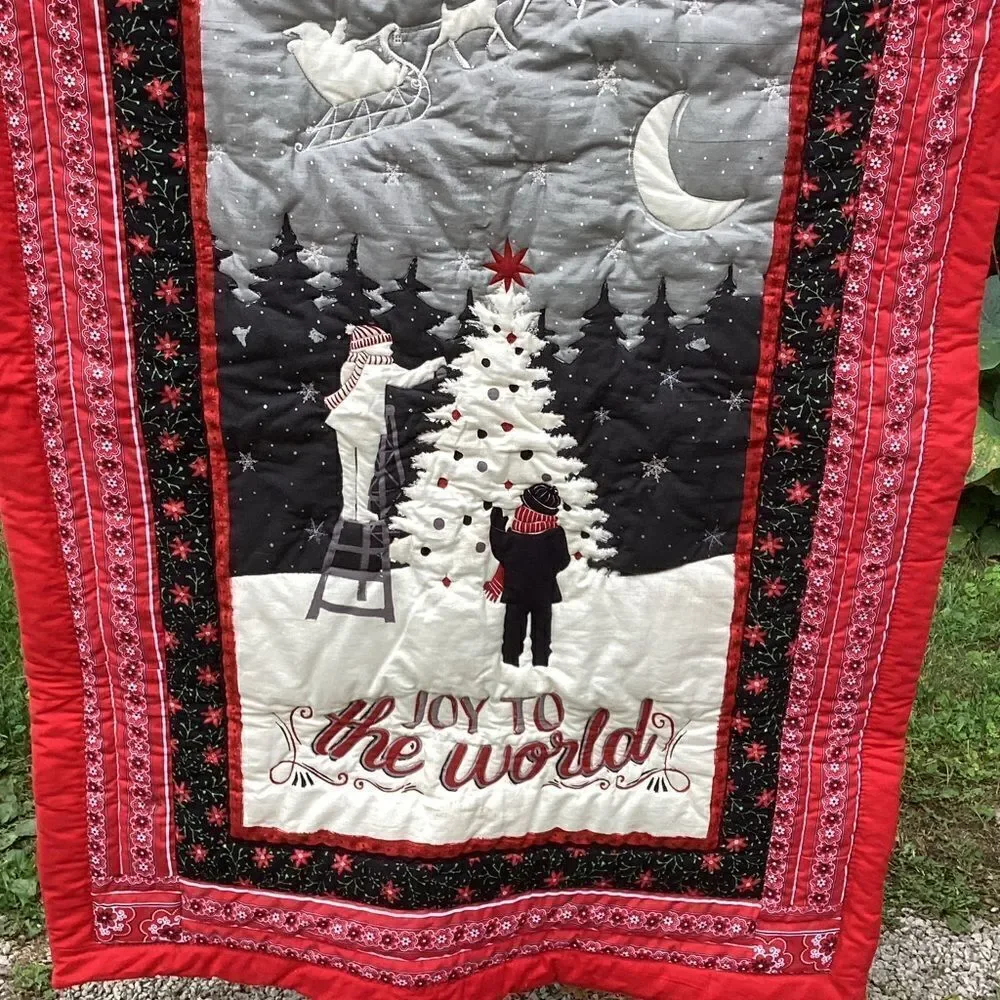 NWT. Hand Crafted  Joy to the World Lap Quilt