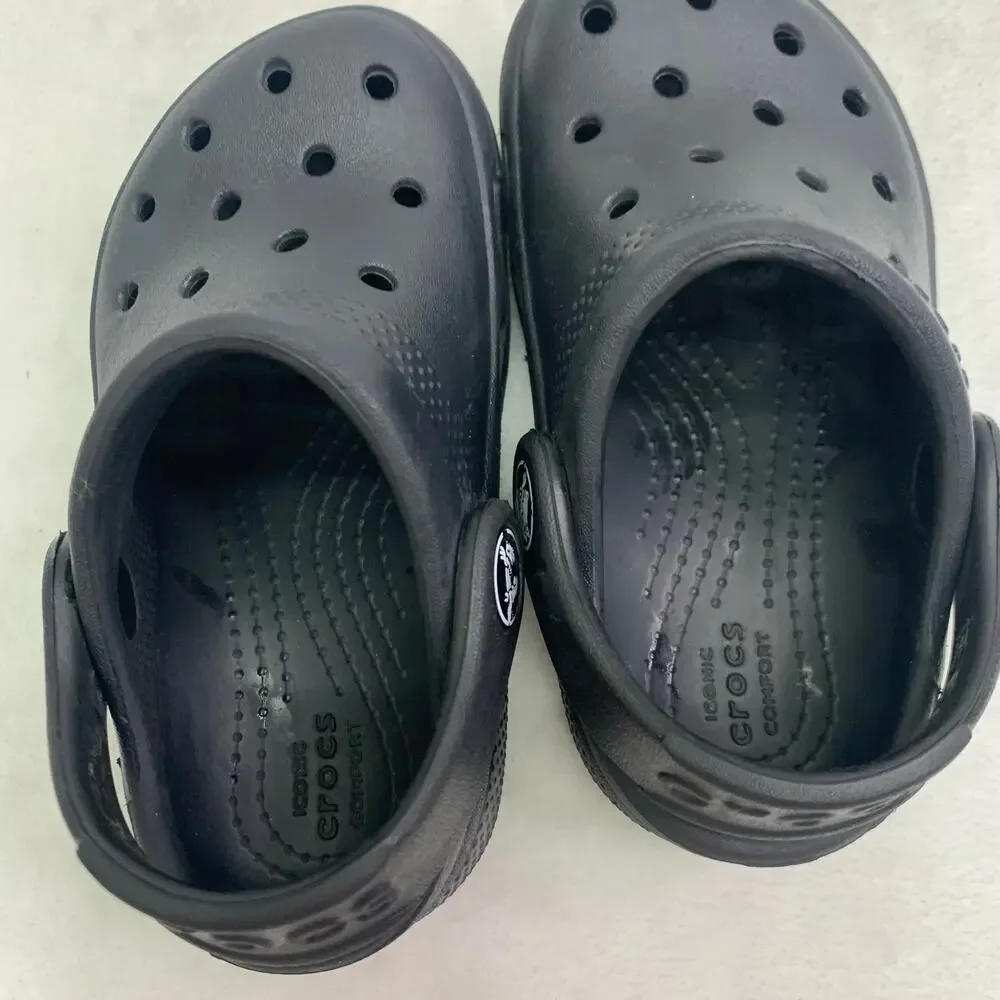 Crocs Childrens Sz 7 Black Clogs Water Rubber Shoes Casual Beach Outdoors