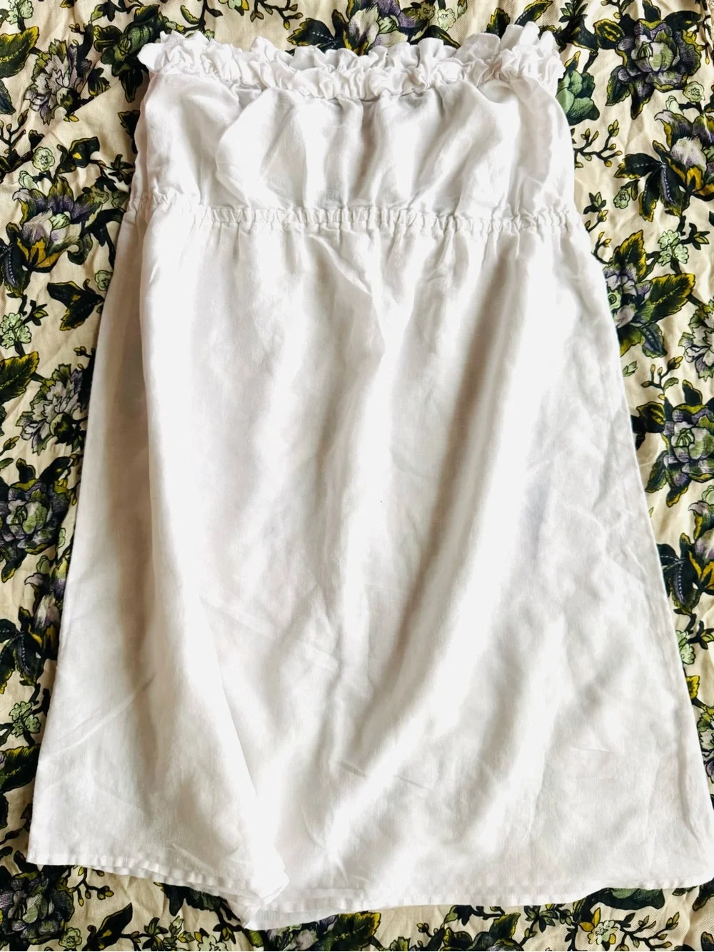 J. Crew White ruffled strapless mini dress
