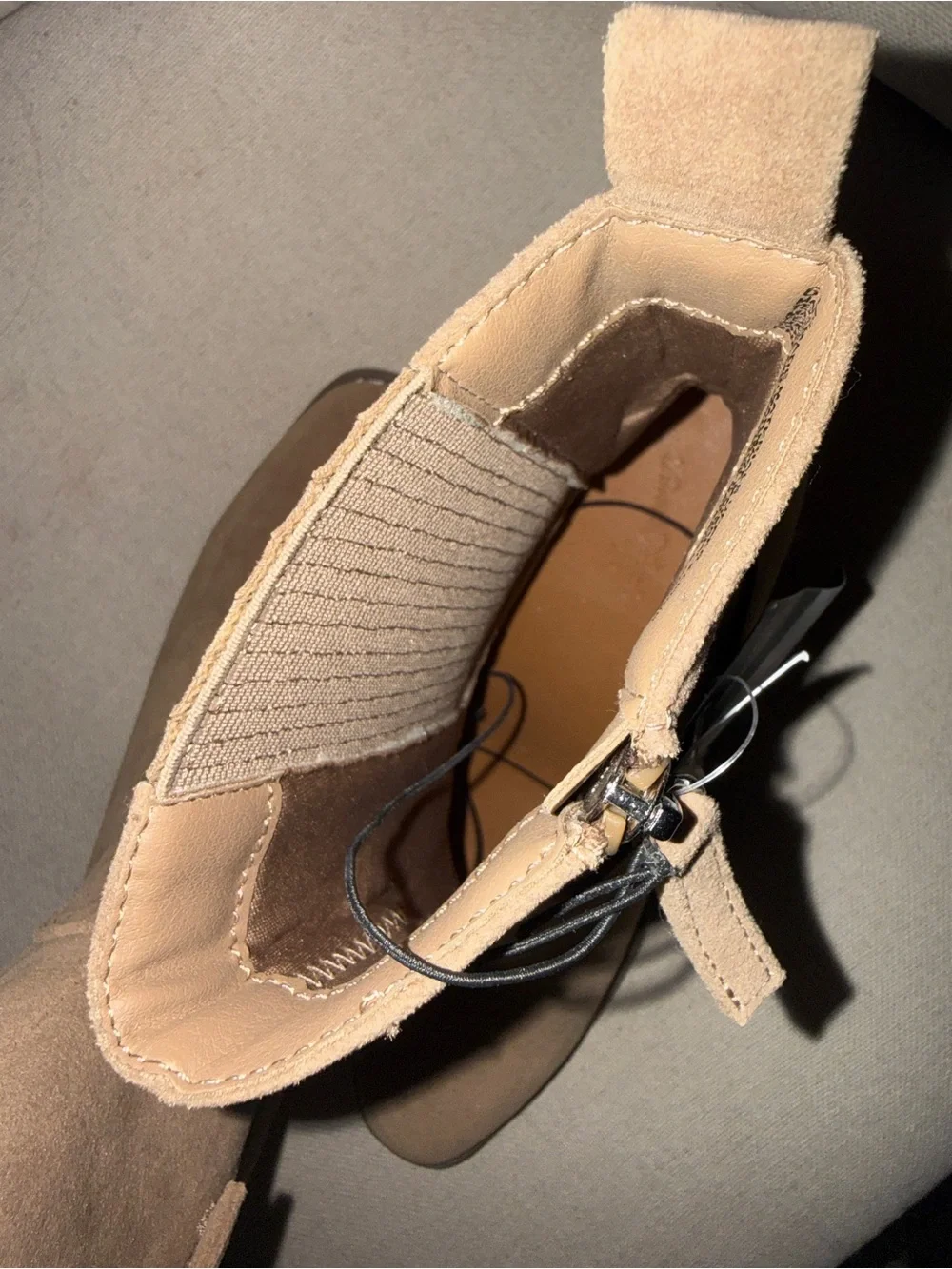 NWT Women’s Suede Ankle Boots in Taupe - Classic Side-Zip Chelsea Style