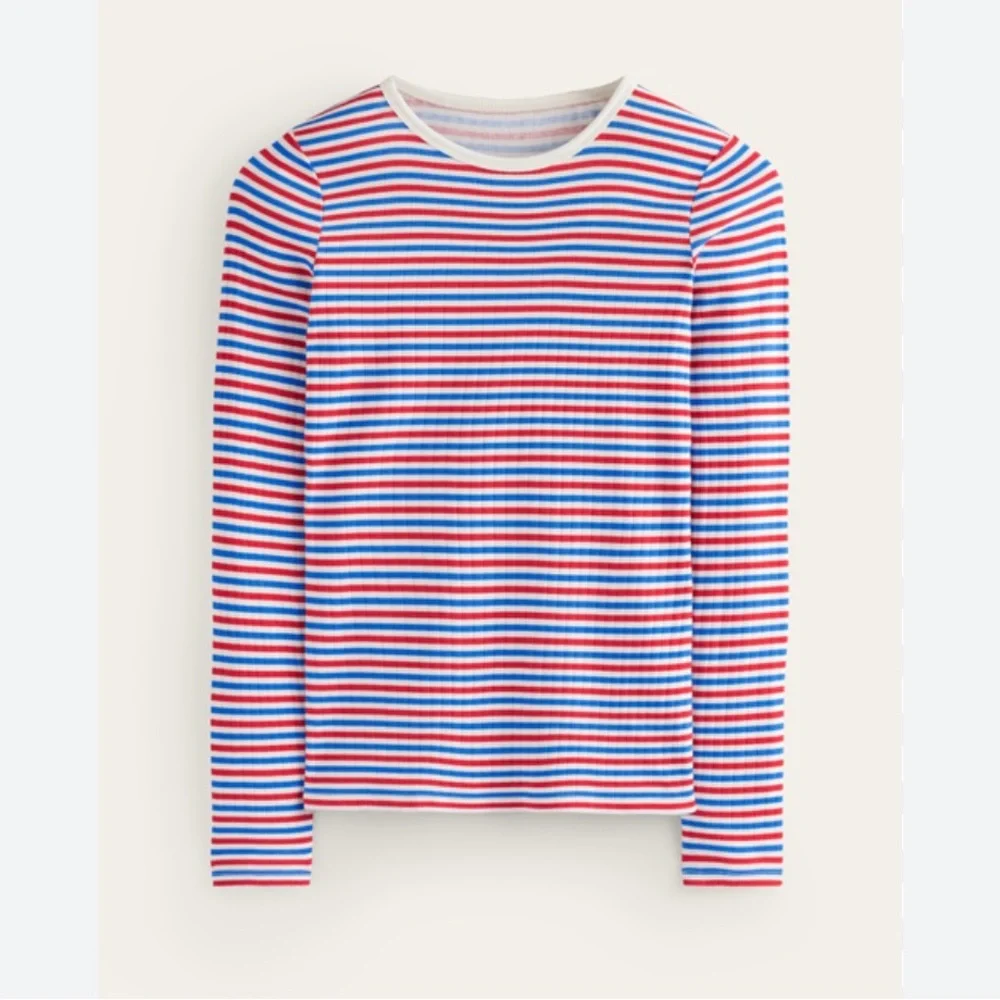 Mini Boden NWT Sz 5-6Y Striped Kids Shirt - Red, Pink, Blue, White, long sleeve