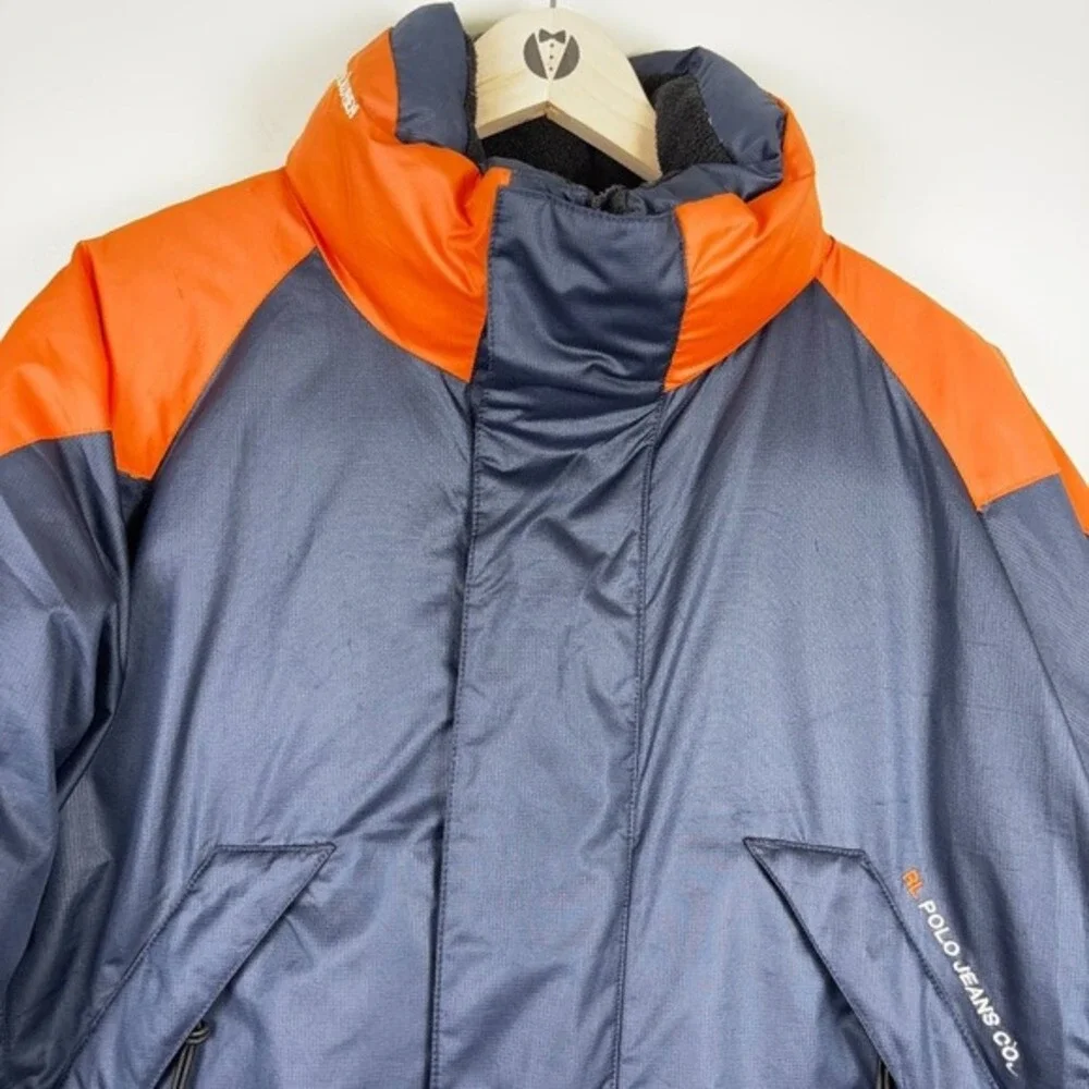 Rare VTG Ralph Lauren Polo Jeans‎ Co. RL-67 Down Puffer Jacket Large Navy Orange