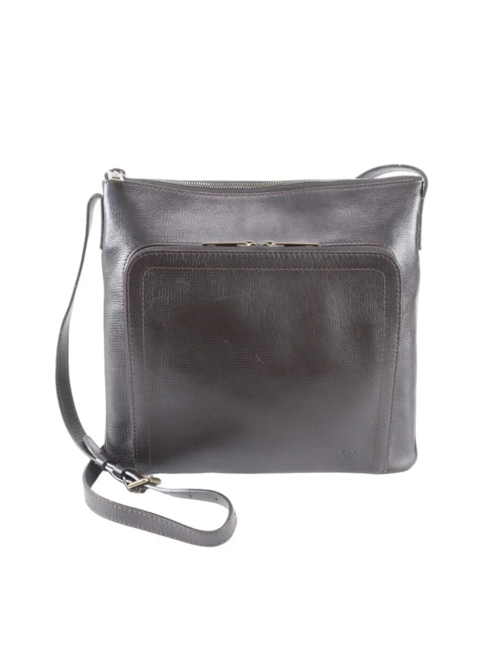 Louis Vuitton Utah Sac Plat Leather Shoulder Bag Messenger Brown