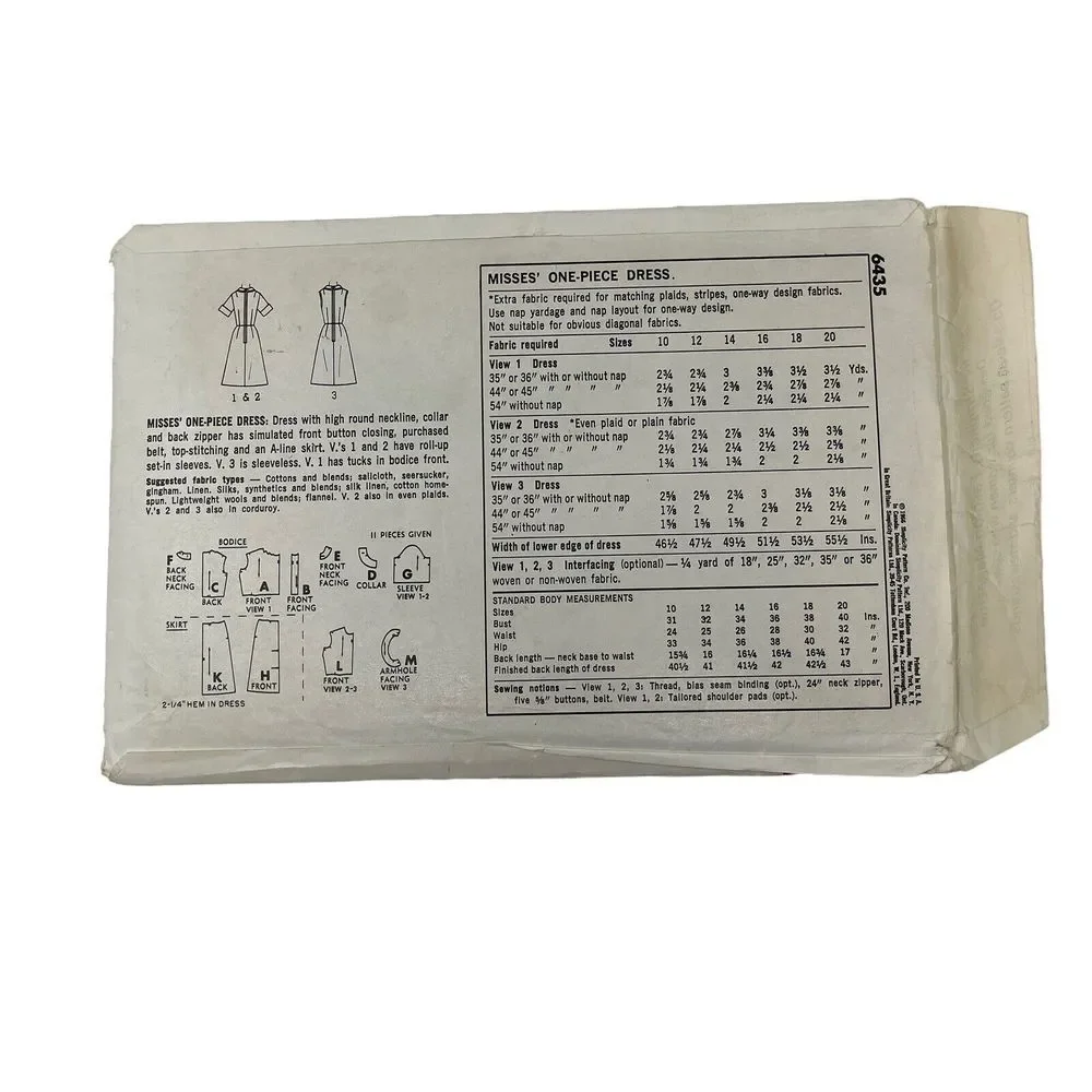 Simplicity Vintage Sewing Pattern Womens 6435 Size 14 CUT One Piece Dress Fitted