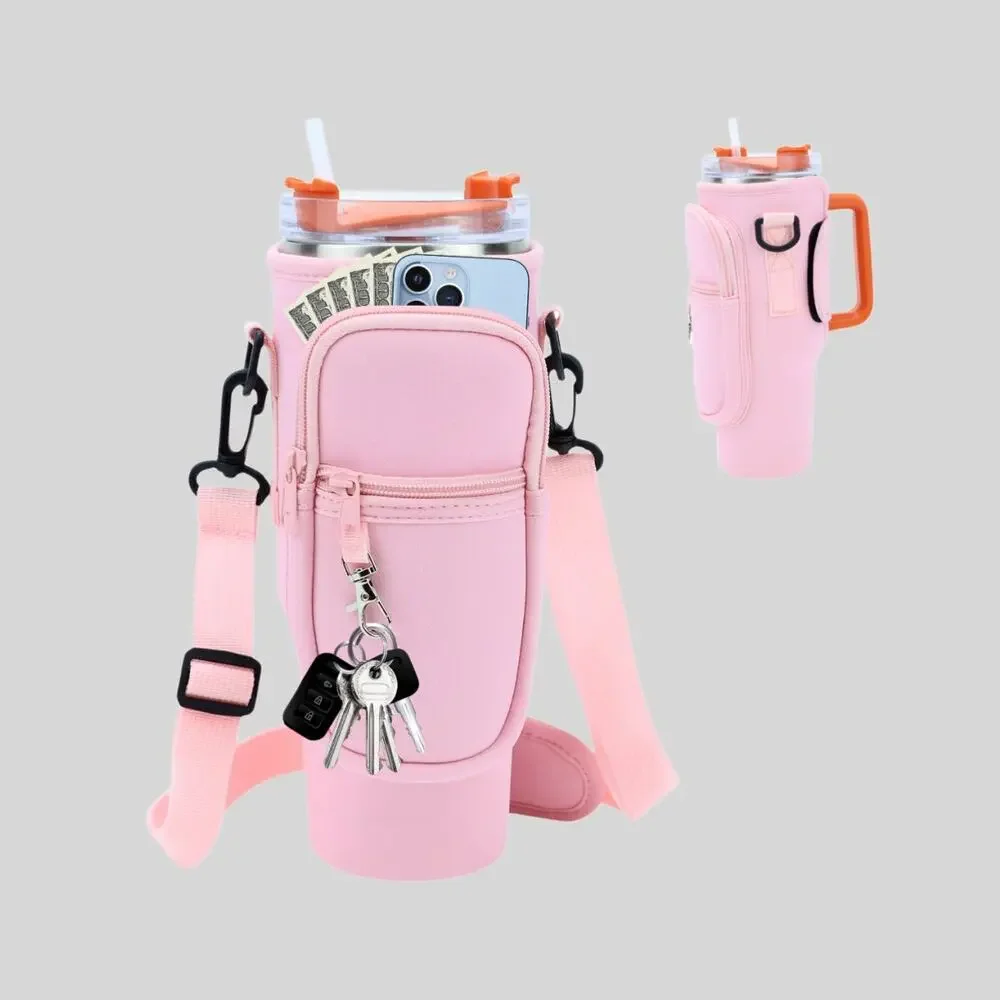 40oz Tumbler Water Bottle Carrier Bag with Adjustable Shoulder Strap For Stanley