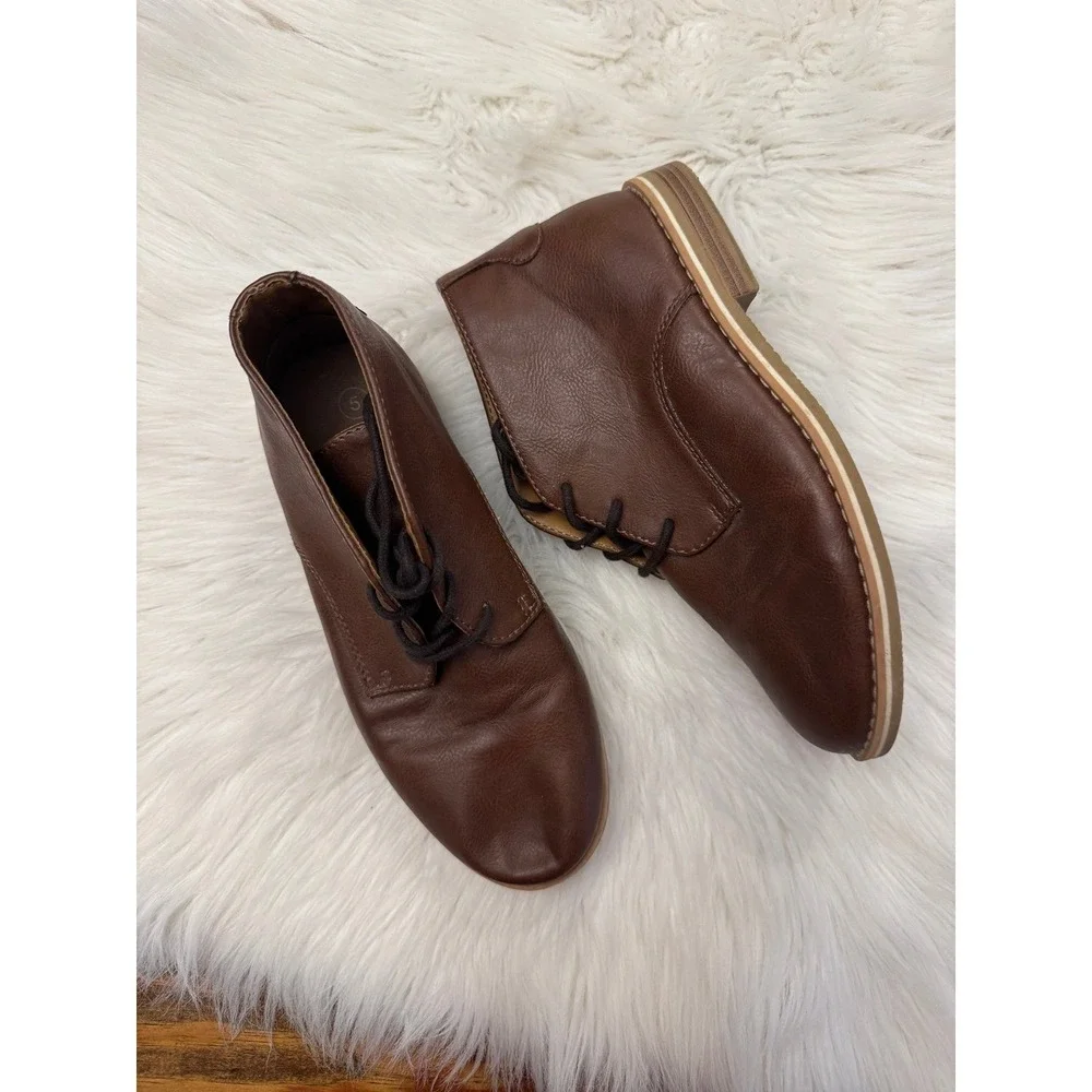 Boys‎ cat and Jack brown leather dress shoes size 5Y