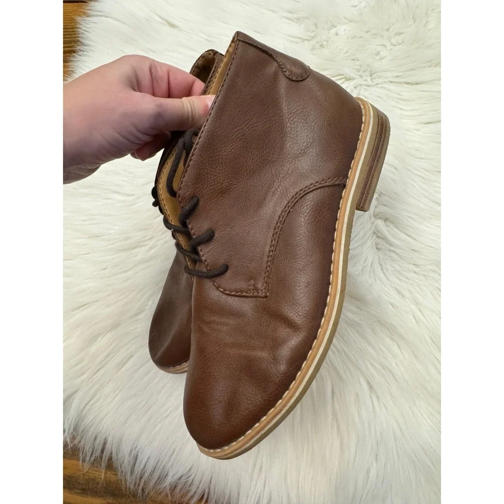 Boys‎ cat and Jack brown leather dress shoes size 5Y