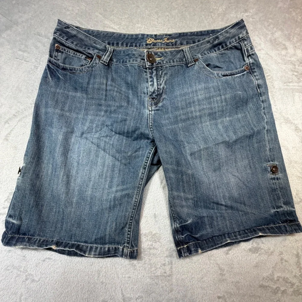 Vintage Selvedge Guess Jeans Denim Bermuda Shorts‎ 34 Blue 100% Cotton Y2K 2000s