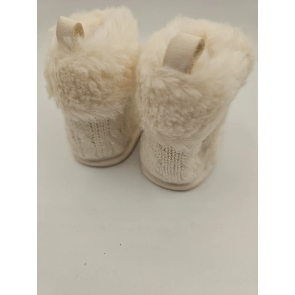 ☃️CABLE KNIT FUR BOOTS BOOTIES FOR GIRL NEW BORN WINTER BOOTS WHITE BEIGE