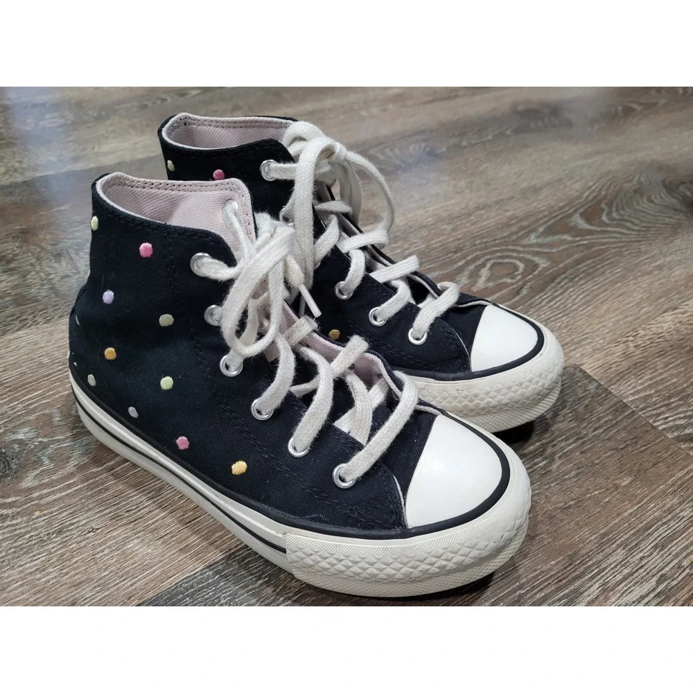 Converse‎ Chuck Taylor All Star Youth High Top Black Polka Dot A12609C 1Y #3