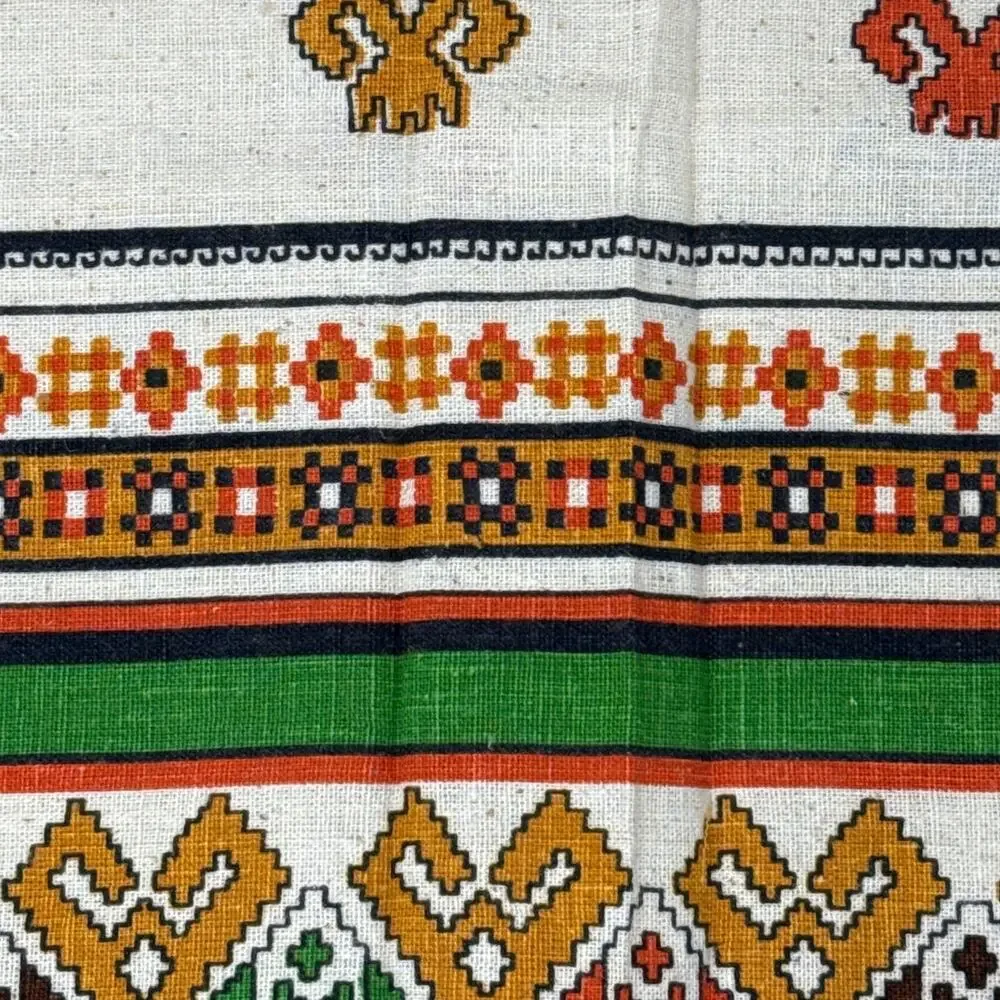 Vintage 60s Fabric Native Inspired Cotton Fabric Border Print 42x42