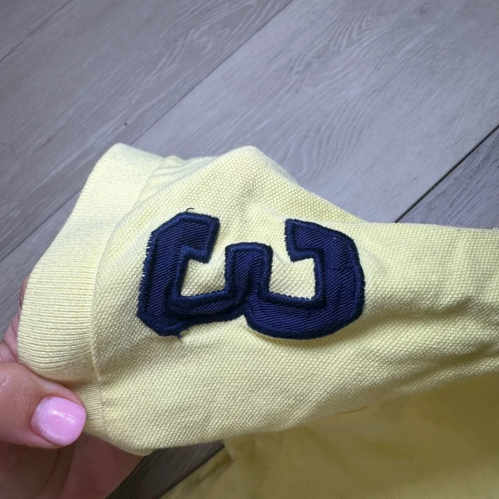 Polo Ralph Lauren men's big pony 3 yellow golf collar‎ shirt large preppy y2k