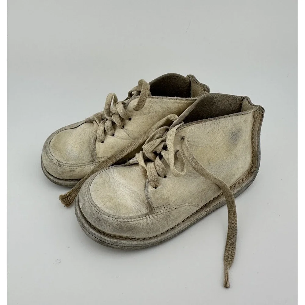 Vtg Baby Shoes Lot White Leather Infant First Walker Shoes 1920s–50s Tiny Titan+