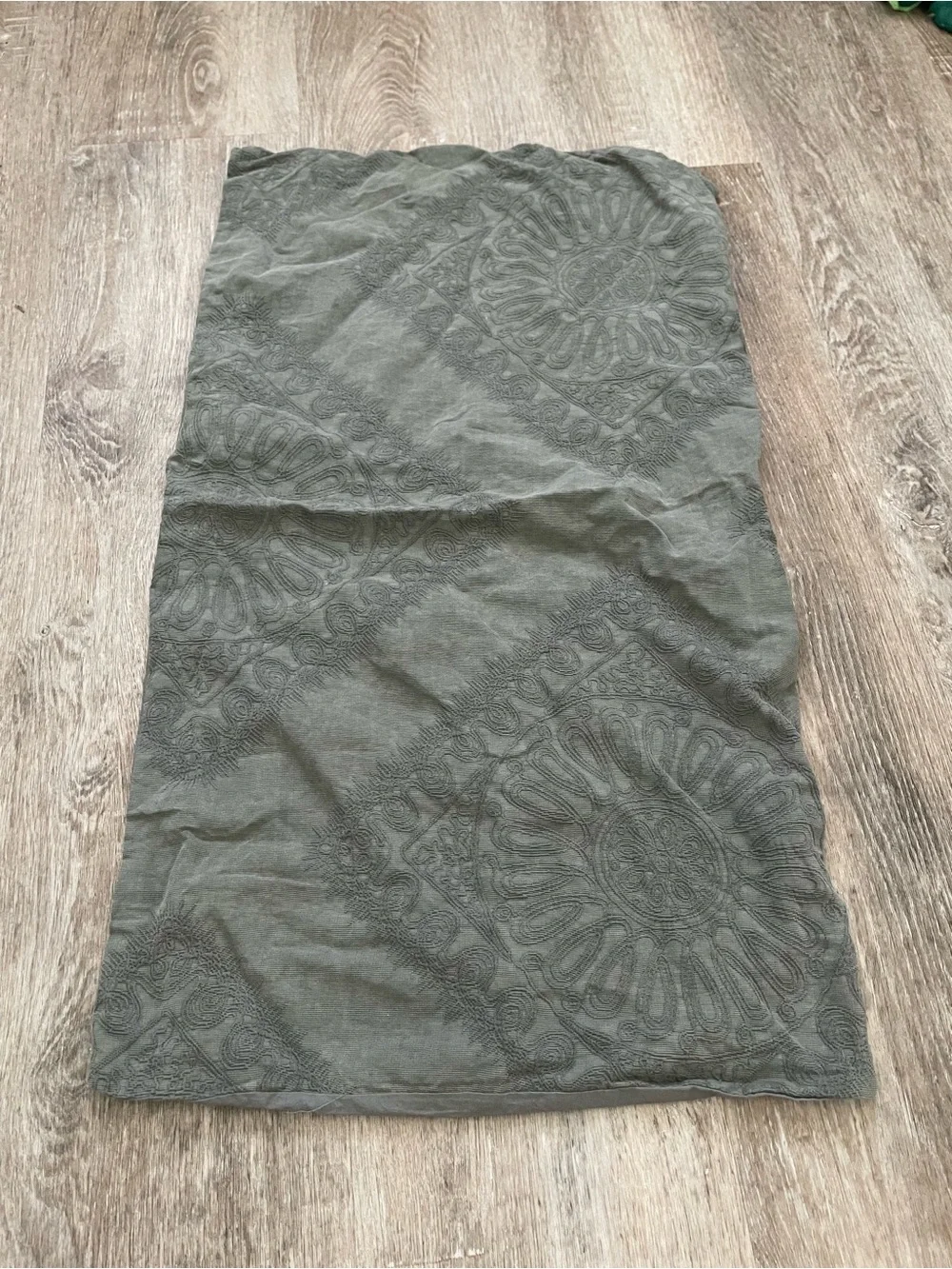 Embroidered Decorative Pillow Cover in Olive Green