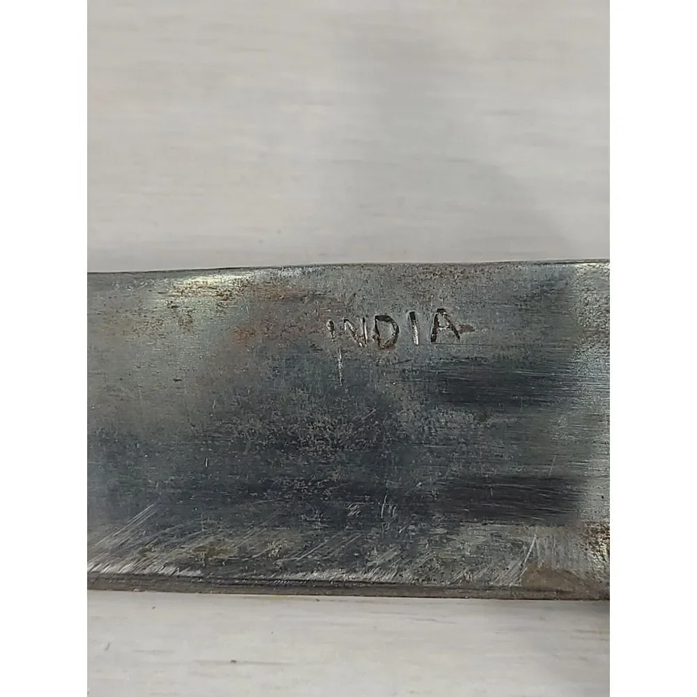 Vintage Indian Meat Carving Set Knife & Fork With Wood‎ Handle & Sheath