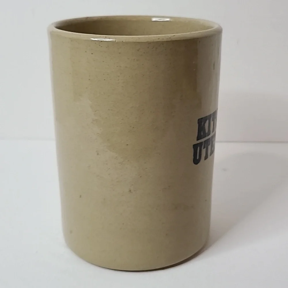 Vintage Pearsons Kitchen Utensils Crock Holder Beige Black