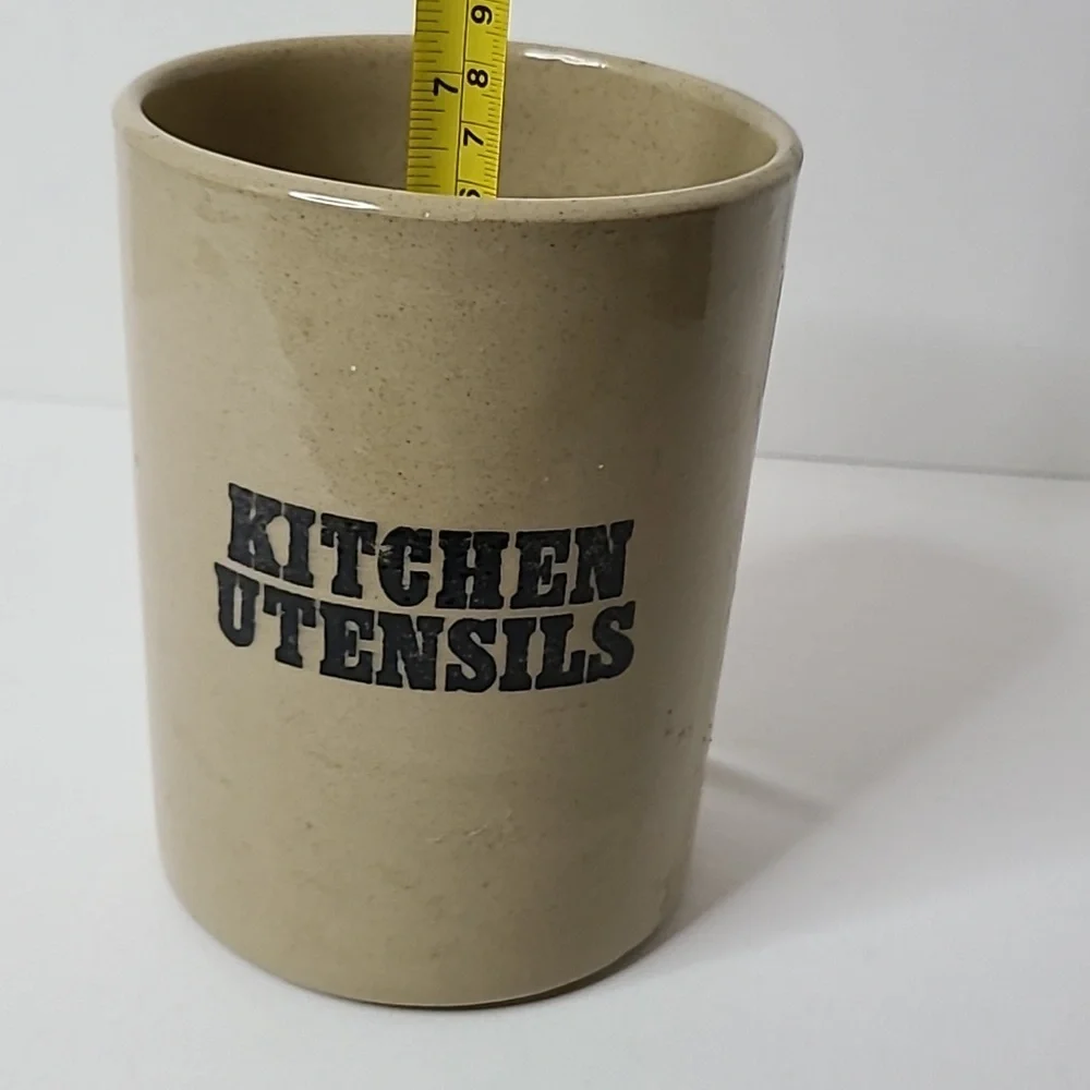 Vintage Pearsons Kitchen Utensils Crock Holder Beige Black