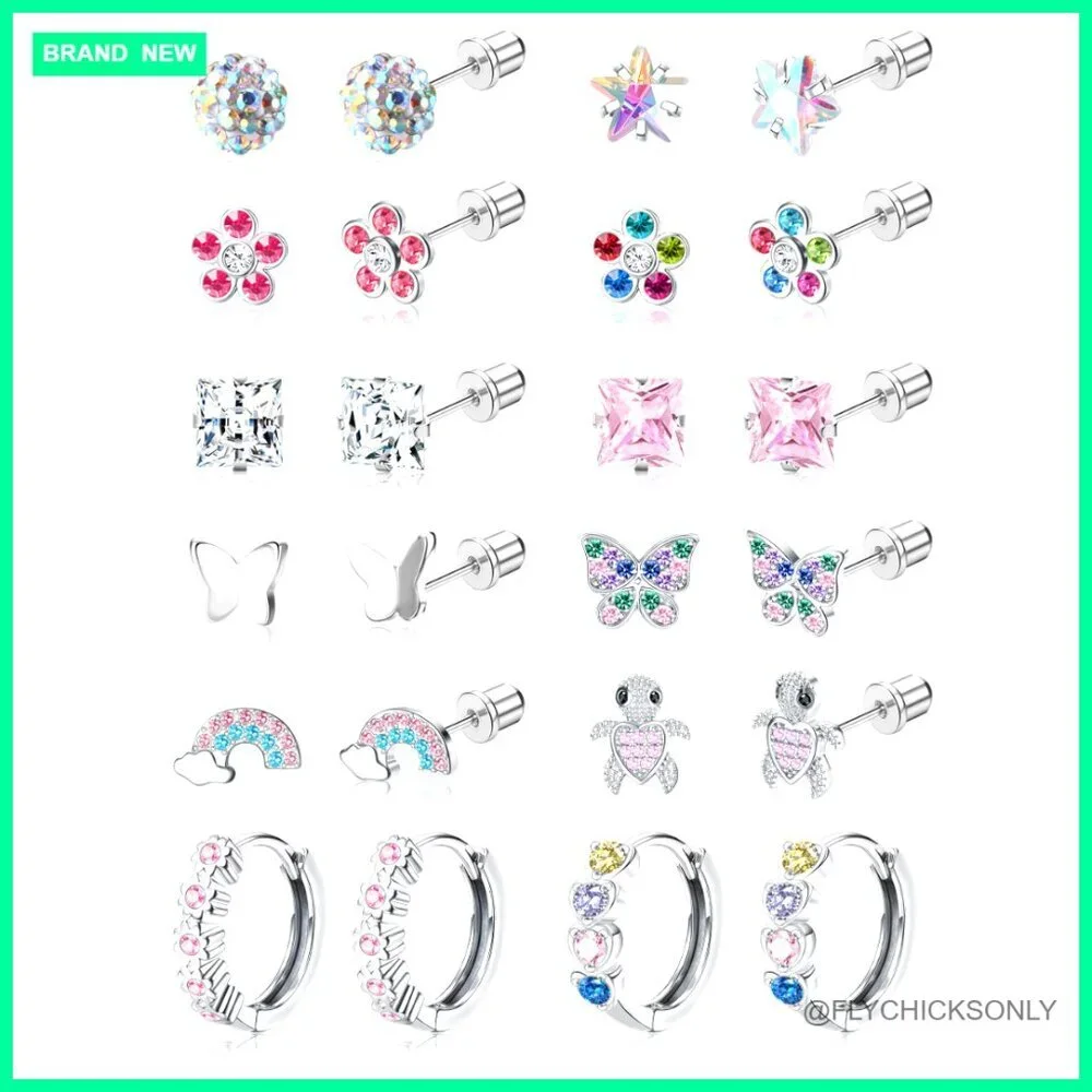 Hypoallergenic Surgical Stainless Steel Earrings Screw Back Stud Hoop