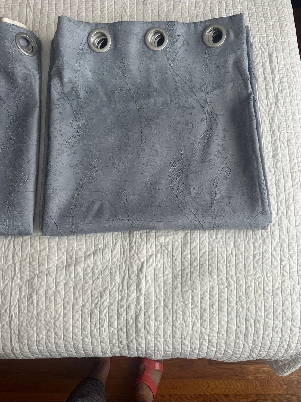 Custom Made Silver Gray Grommet Top Curtain Panel Pair (W88 x L94 each)