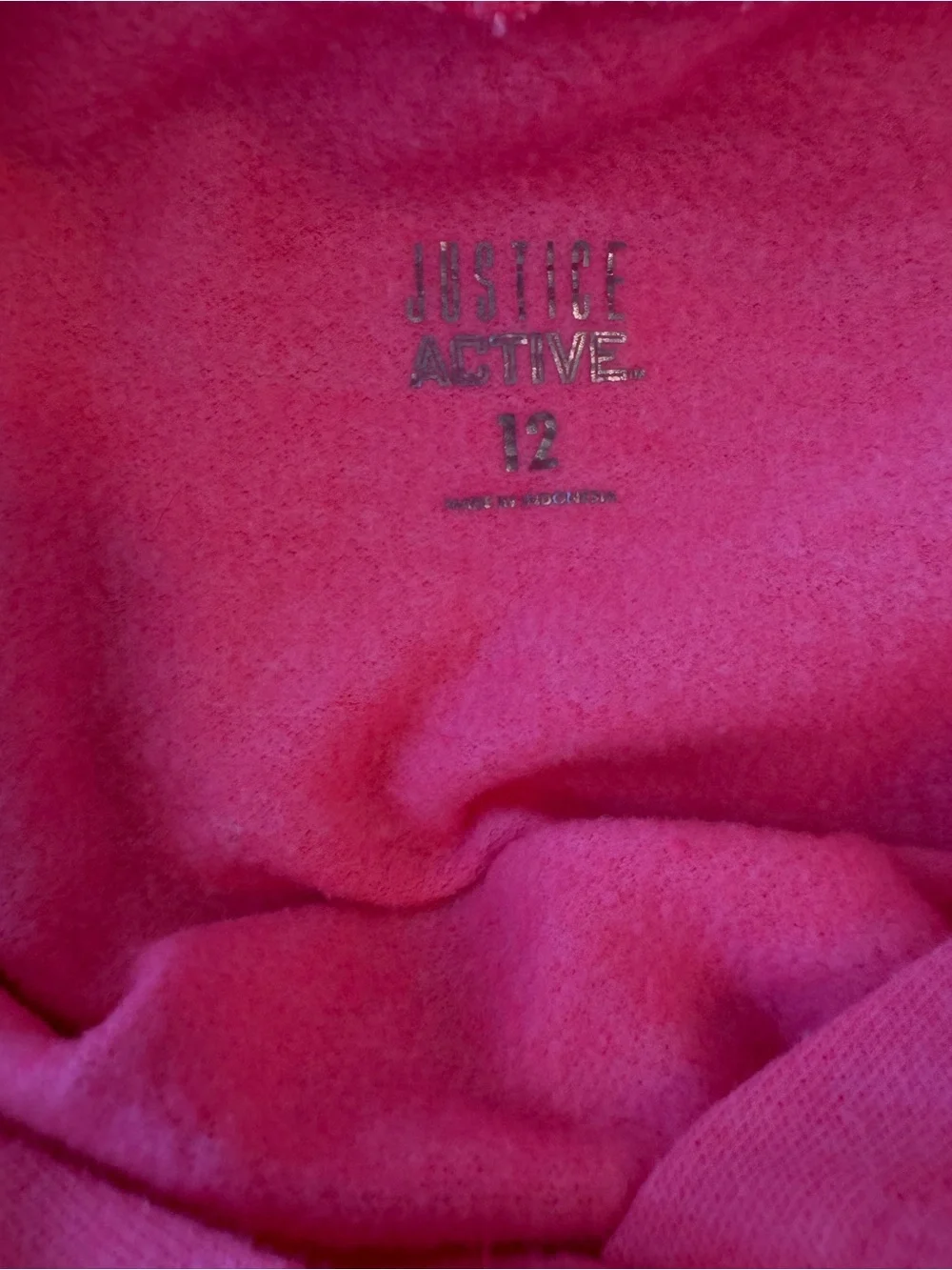 Justice Pink Hoodie with Silver 'Paris' Graphic Size:12
