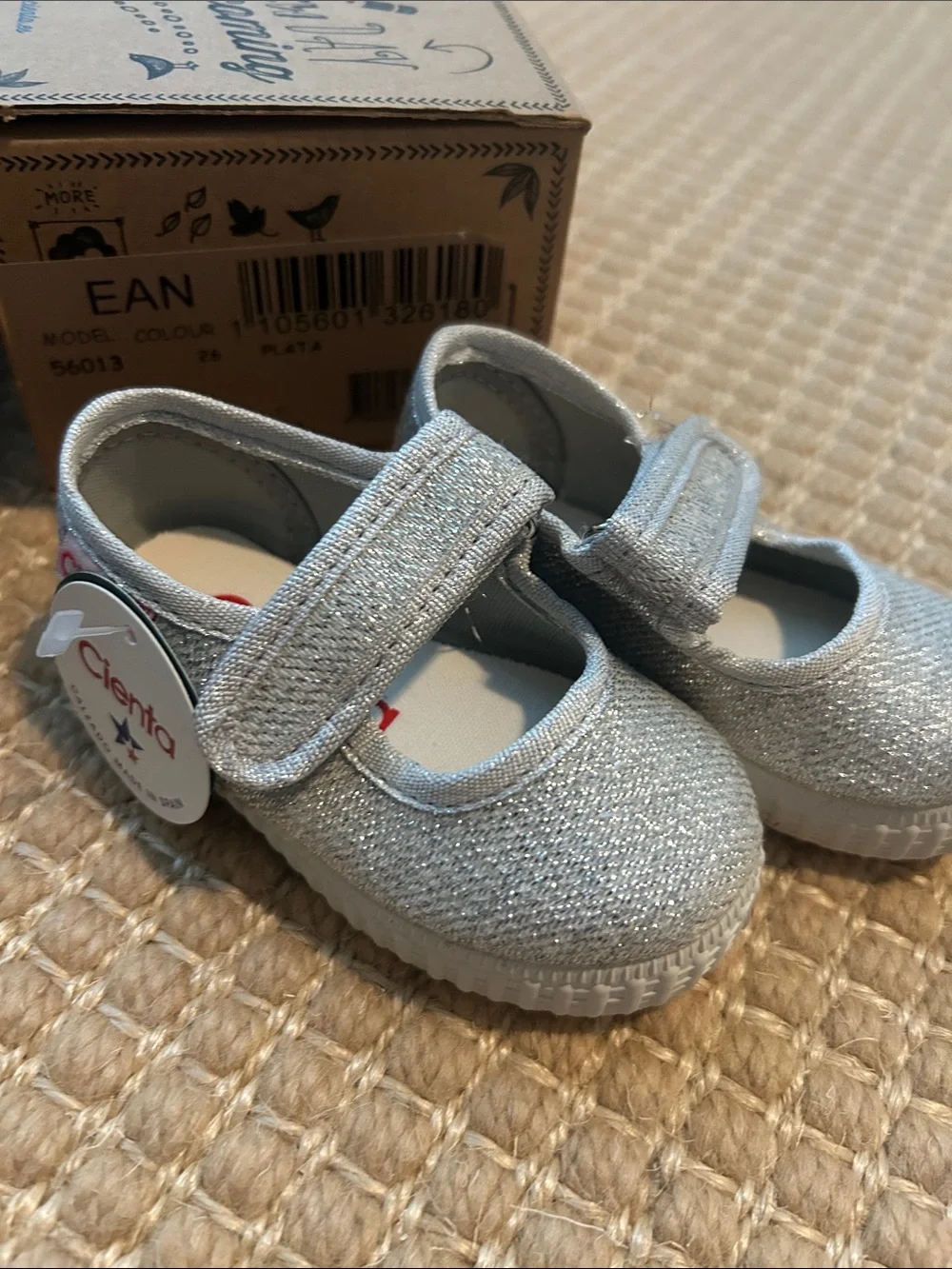 TWO NEW WITH TAGS Cienta baby girls shoes. Navy and silver - sz 18 (0-9 months).