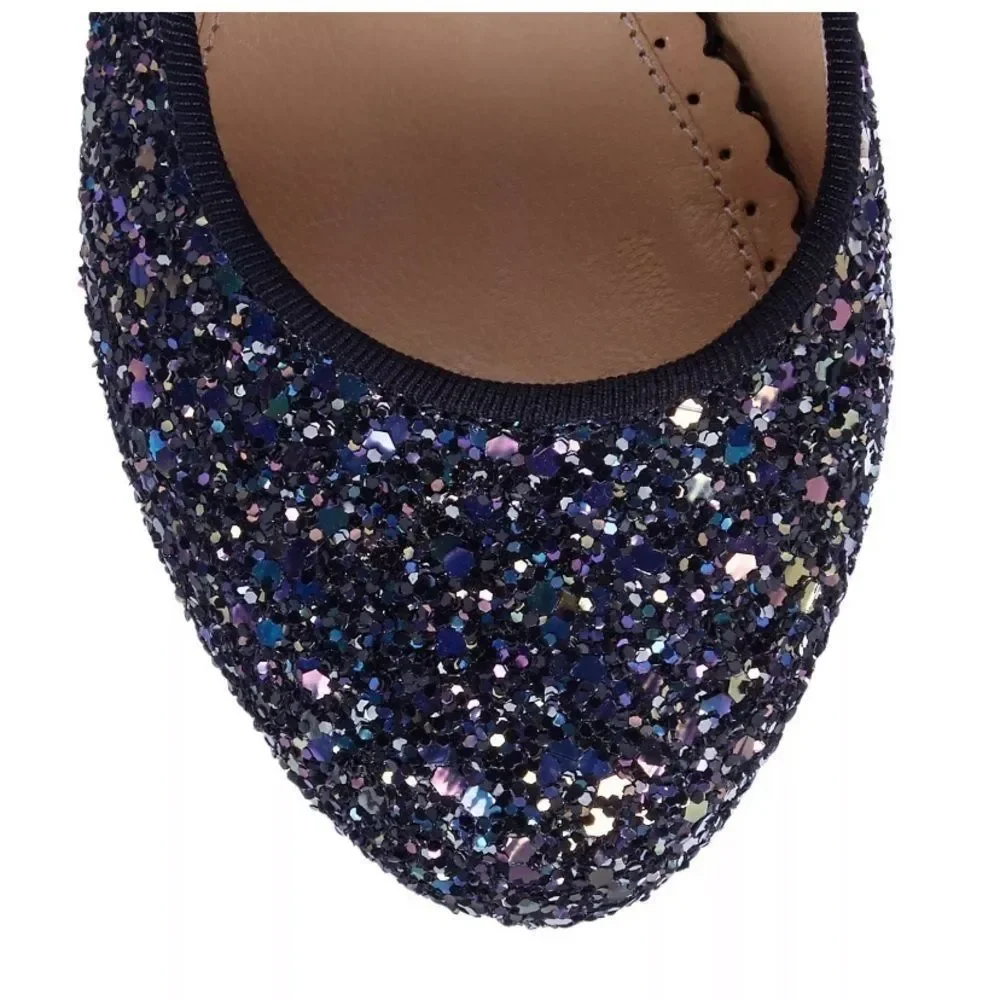 Charlotte Olympia Incy Olivia Blue Glitter flats