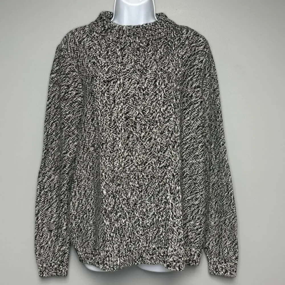 Lands End 100% Cotton Heavyweight Grandmacore Fishermans Sweater Womens Sz XL‎