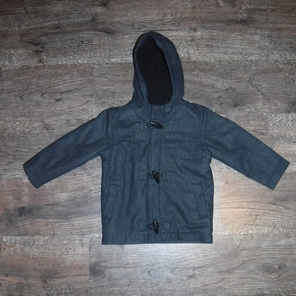Old Navy Boys Dark Gray Toggle‎ Hooded Jacket Size 3T