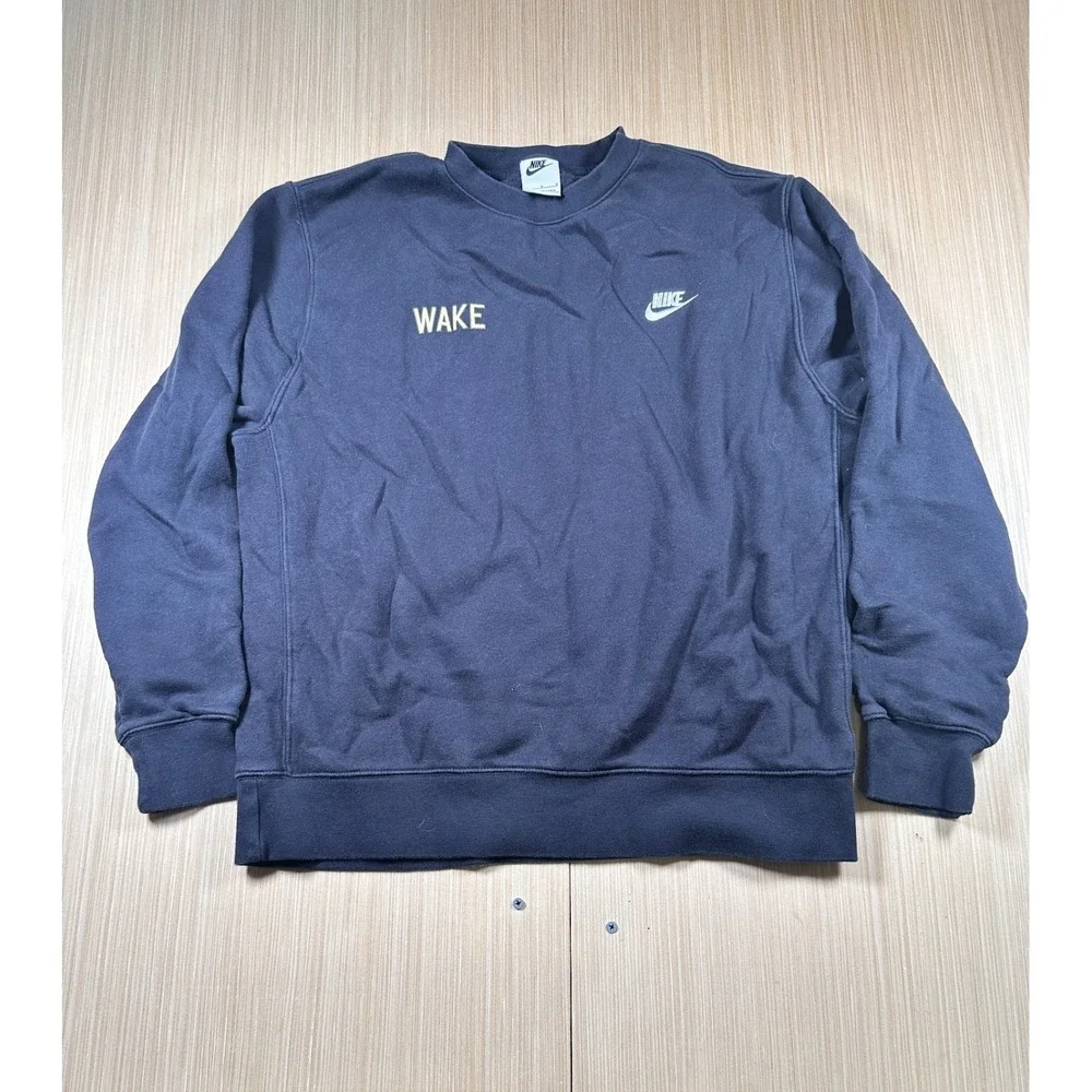 Nike Wake Sweatshirt Mens Large Gray Sports‎ Gym Training Crew Neck Pullover