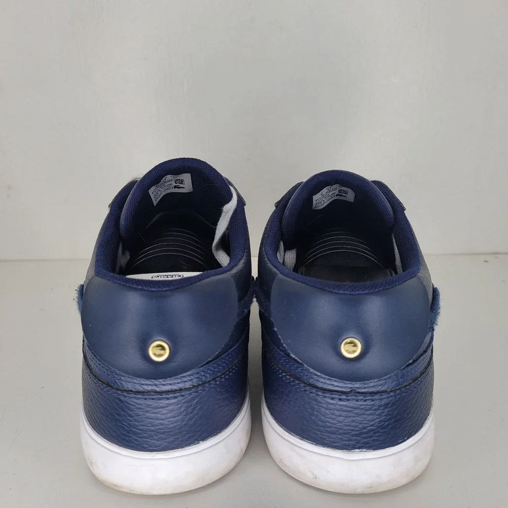 Lacoste Bayliss Deck Shoes Boat Sneakers Mens Sz 10 0722 Navy Blue Leather White
