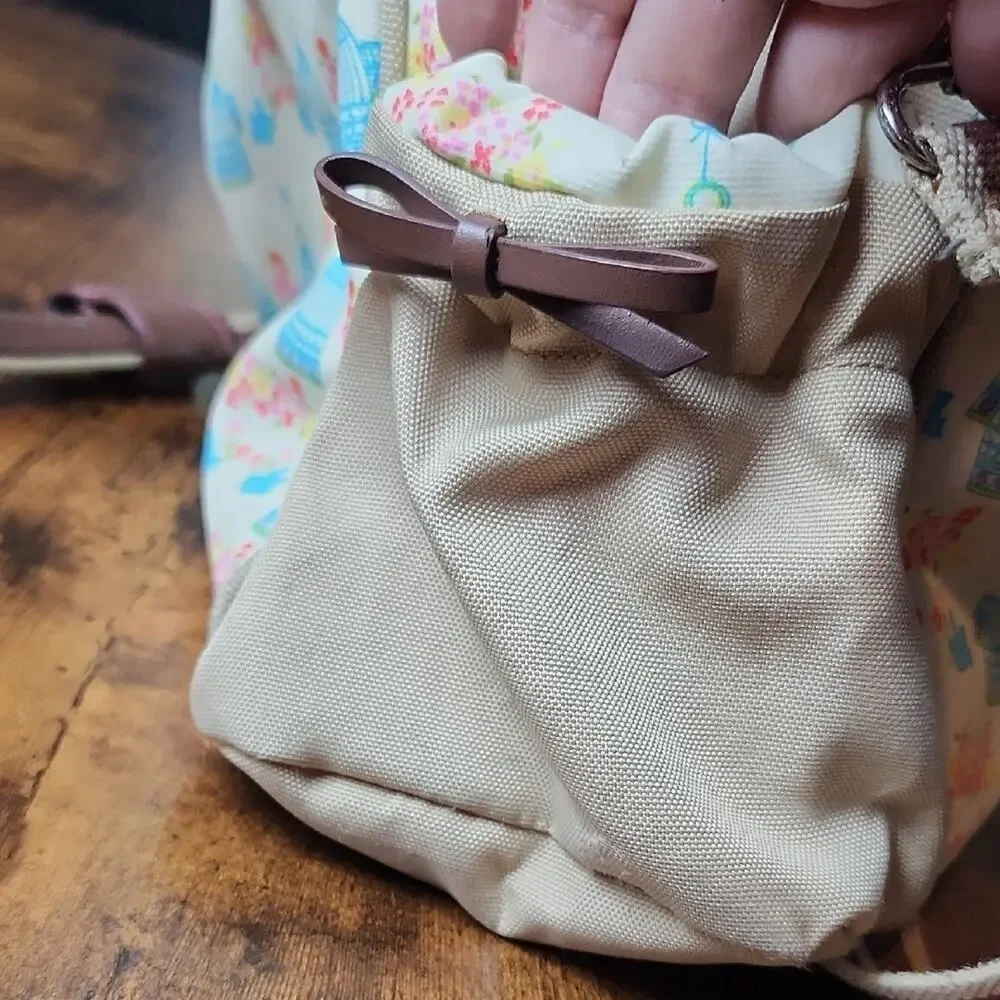 PINK LINING |‎ Yummy Mummy Cream and Brown Floral Blue Birds Baby Diaper Bag
