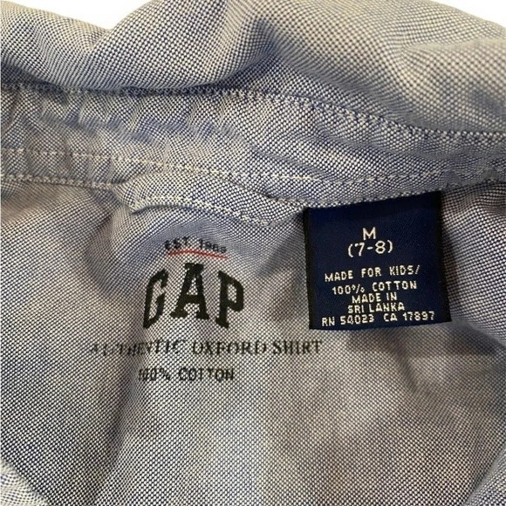 Gap Youth Boys Blue Short Sleeve Button Down Shirt | Size Medium (7/8)