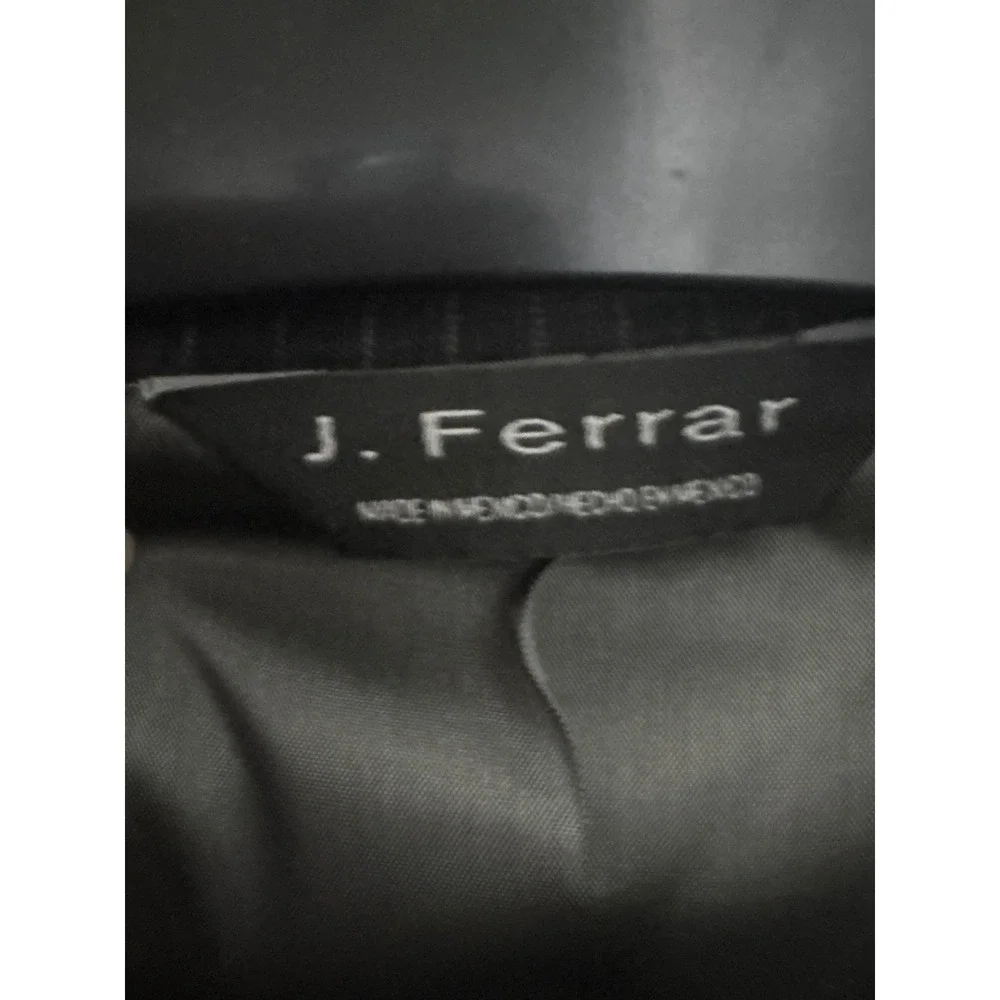 J. Ferrar Mens 2 Piece Suit 48R Black Pinstripe 100% Wool Blazer Trousers Set