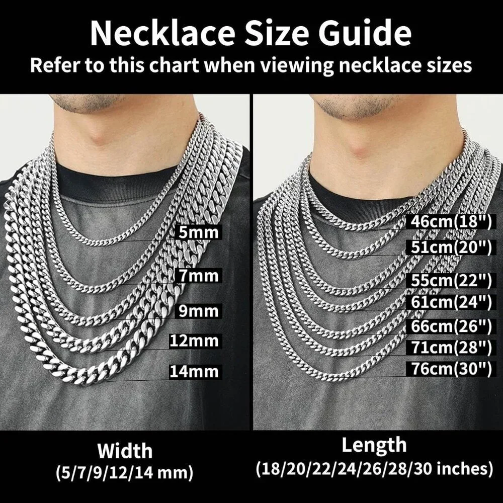 Men's 7mm Width Steel Silver 18K Gold Plated Cuban Durable Hip Hop Chain Jewelry