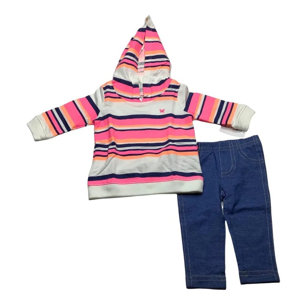 NWT Carter’s Baby 3M Girls Sweatshirt Hoodie Hooded Pant Set Outfit NEW Carters